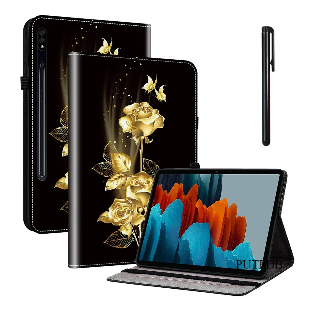 Case for Samsung Galaxy Tab A9+Plus 11 A8 10.5 A7 Lite 8.7 Tablet Cover Tab S6 Lite 10.4 S7 11 S8+S9+FE 12.4 Faux Leather fundas