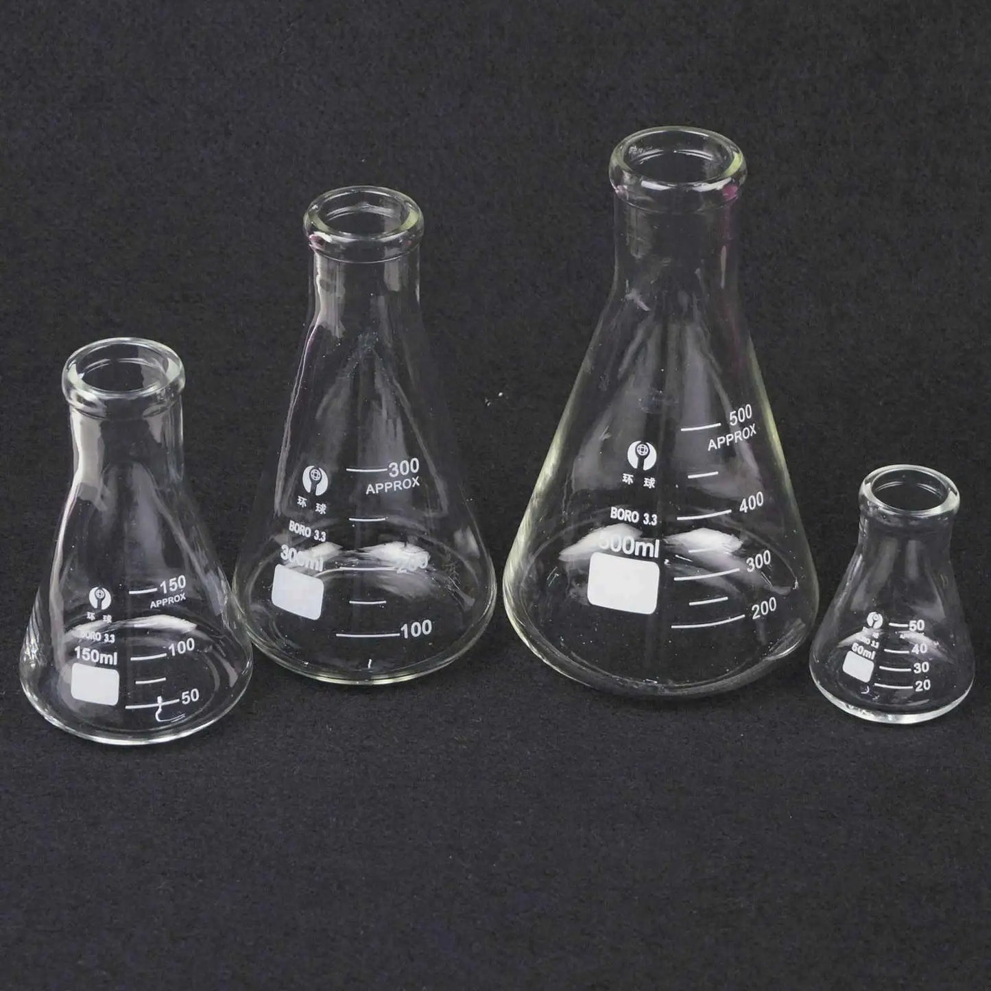 50ml 100ml 150ml 200ml 250ml 300ml 500ml 1000ml 2000ml 3000ml 5000ml Conical Erlenmeyer Flask G3.3 Borosilicate Glass Lab - KiwisLove