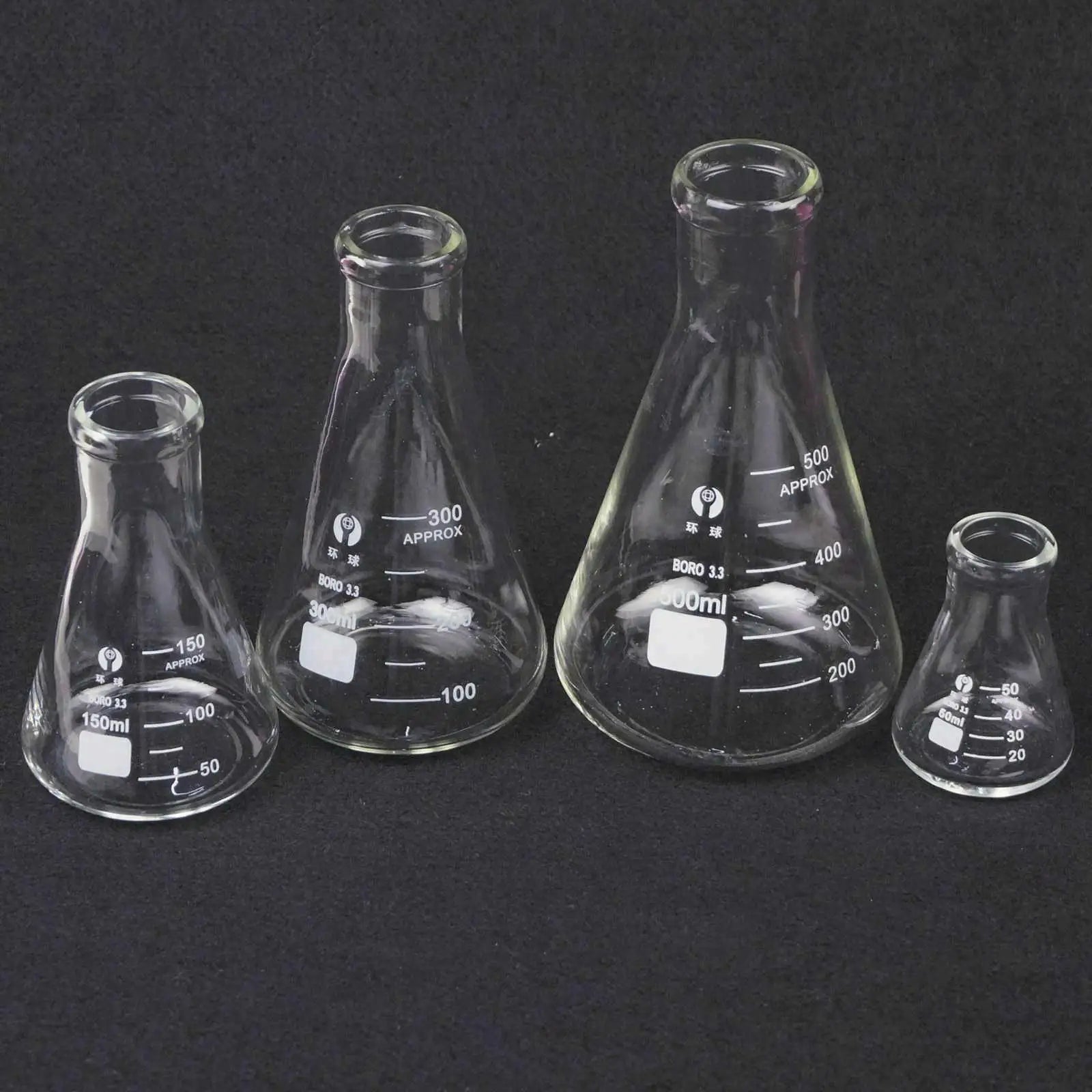 50ml 100ml 150ml 200ml 250ml 300ml 500ml 1000ml 2000ml 3000ml 5000ml Conical Erlenmeyer Flask G3.3 Borosilicate Glass Lab - KiwisLove