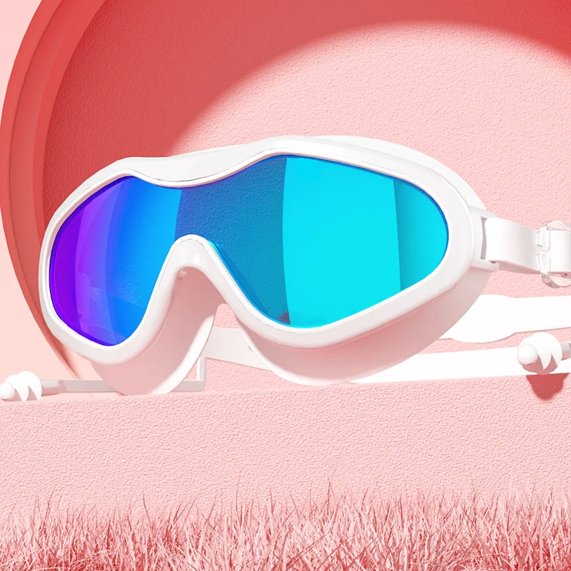 Swimming goggles with large frame, high-definition waterproof, anti fog, electroplated, anti UV, suitable for both men and women