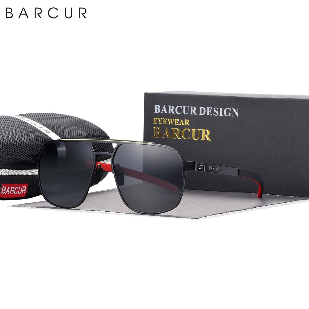 BARCUR Original Brand Designer Sunglasses for Men Polarized Fashion Square Sun Glasses Shades UV400 Eyewear Oculos Gafas De Sol - KiwisLove