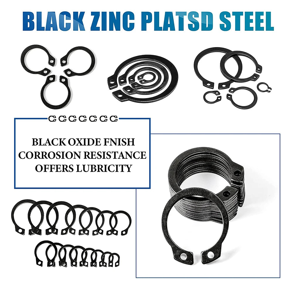 NINDEJIN C clip external circlip snap retaining rings set stainless steel carbon steel 5-28mm circlip set for shaft - KiwisLove