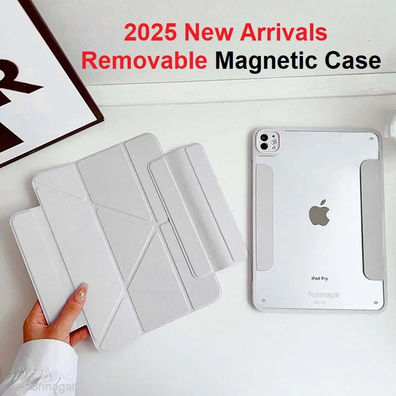 For 2025 iPad 11th A16 Case Removable Magnetic Air11 13 Pro11 Pro12.9 Pro13 M2 M4 10th 9th 10.2'' 10.9'' Air4 5 Air3 Pro10.5 9.7