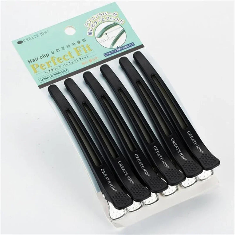 6Pcs Professional Hairdressing Salon Hairpins Black Plastic Single Prong DIY Alligator Hair Clip Hair Care Styling Tools