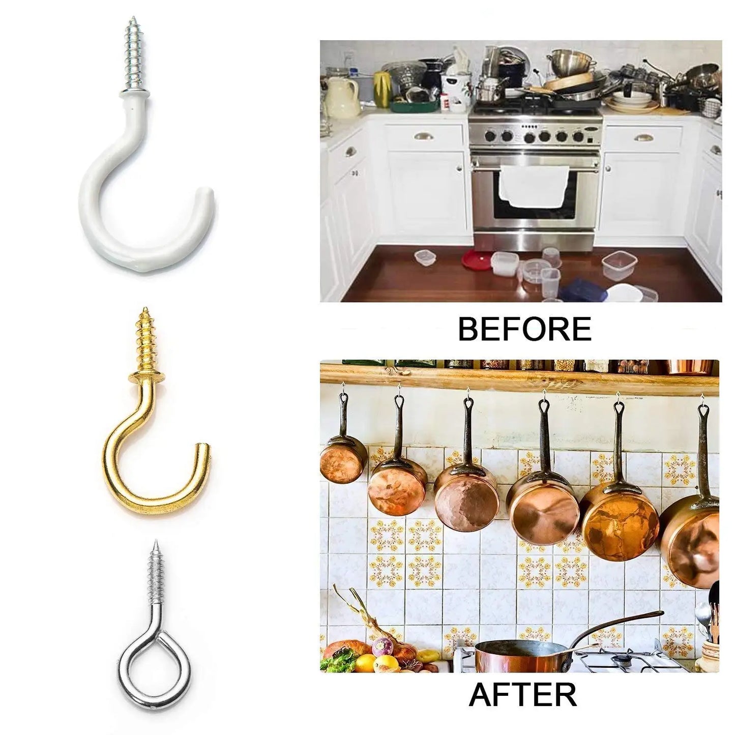 NINDEJIN 168pcs/set Eye Screw Cup Hook Screw in Hook Ceiling Hook for Hanging Jewelrys Plants Lights