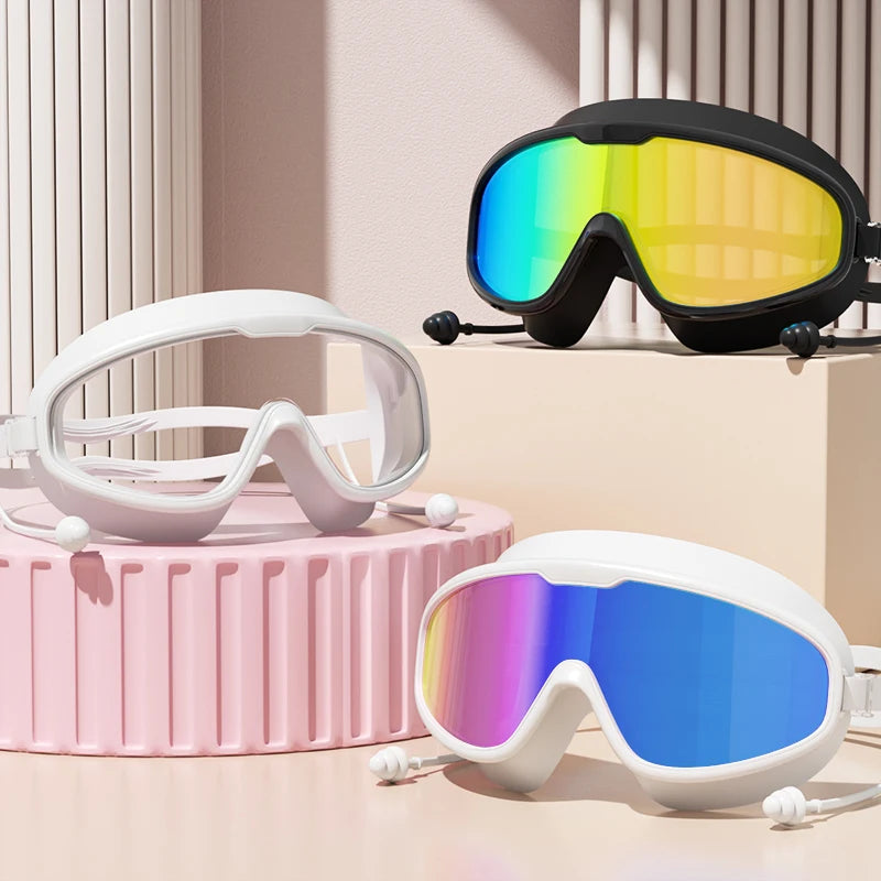 Swimming Goggles Big Frame Swimming Goggles Big Frame HD Wide View Anti-Fog UV Protection Swimming Goggles for Adults No Leaking