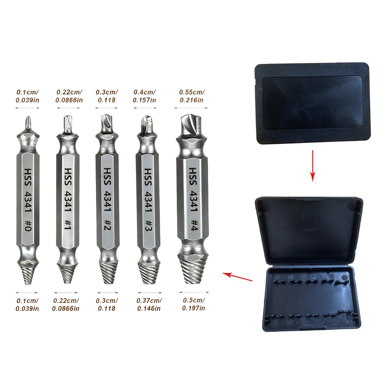 5pcs/set Extractor Double Head Screw Slide Tooth Removal Tool Screwdriver Head Broken Wire Set Damaged Screw Extractor Set