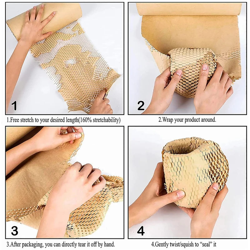 Packaging Paper Honeycomb Cushioning Wrap 25-50cm width 2/5/10M Roll Perforated-Packing & Moving/Shipping & Bouquet packaging