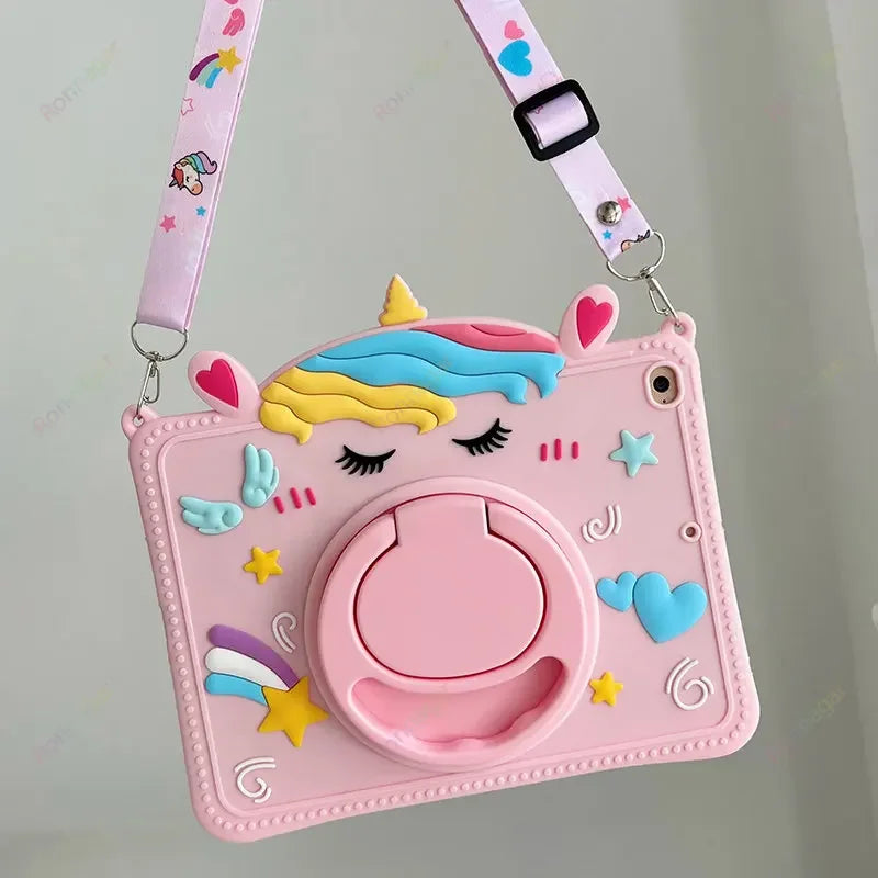 360° Cartoon Silicone Child Protective Cover for iPad 10.9 inch 10 Generation Cute Cartoon Duck for iPad Air 4 5 10.2 10.5 Air 3