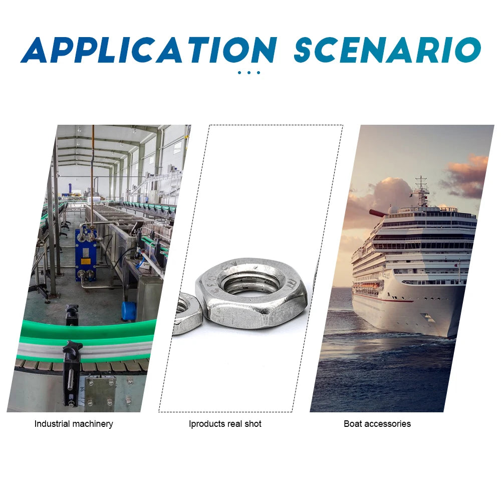 NINDEJIN Thin Hex Nuts 304 Stainless Steel M3 M4 M5 M6 M8 M10 M12 M14 M16 M18 M20 thin nuts DIN439