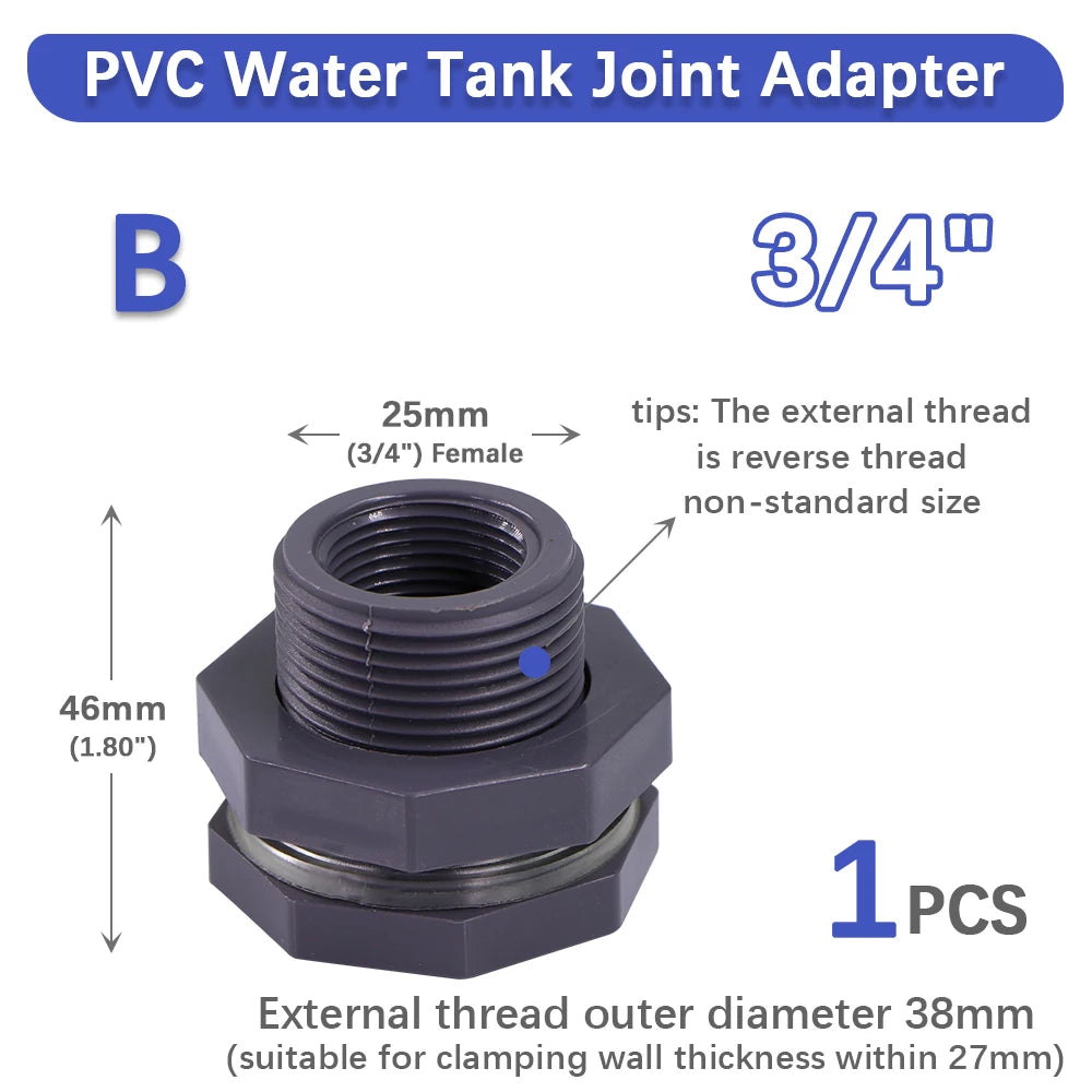 High quality 1/2" 3/4" 1" Water Tank Joint with 304 Stainless Steel Filter Screen for Aquarium Fish Tank Garden Watering Adapter