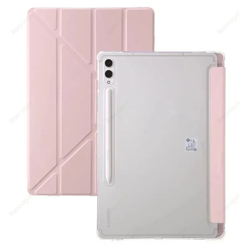 For Samsung Galaxy Tab A11 11'' S11 2025 Case for S10 S9 S8 S7 Plus 12.4 Inch 11inch with s Pen Holder Multiple Angle Clear Back