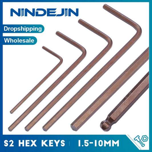 Flat Head/Ball End Hex Key Wrench 1.5 2 2.5 3 4 5mm S2 Harden L-Shape Allen Key Metric Hexagon Keys Hand Tool for Home Repair - KiwisLove