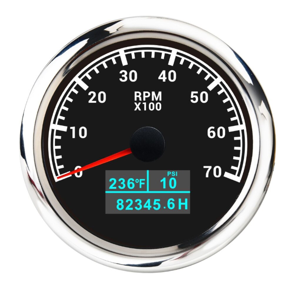 HD 85mm 3 in 1 Digital Boat Tachometer Gauge 3000/4000/6000/8000RPM Tacho meter With Oil Pressure Hours Water Temp for car truck - KiwisLove