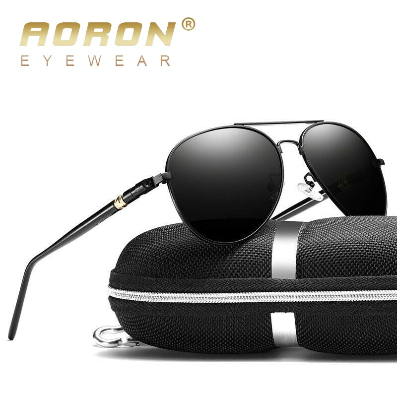 AORON Men Polarized Sunglasses Retro Classic Pilot Glasses Brand Goggoles Leisure UV400 Protection Metal Frame Oculos de sol - KiwisLove