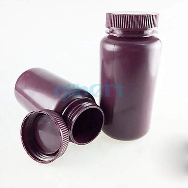 Lot5 5ml 10ml 15ml 30ml 60ml 125ml 250ml 500ml Brown PP Plastic Cylindrical Chemical Container Reagent Bottle - KiwisLove