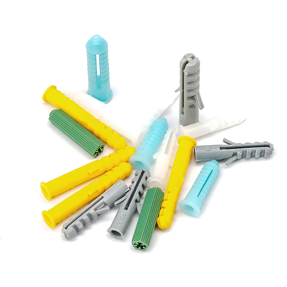 NINDEJIN 20-100pcs Plastic Expansion Anchors Drywall Anchors M6 M8 M10 Plastic Anchor Wall Plugs for Screw