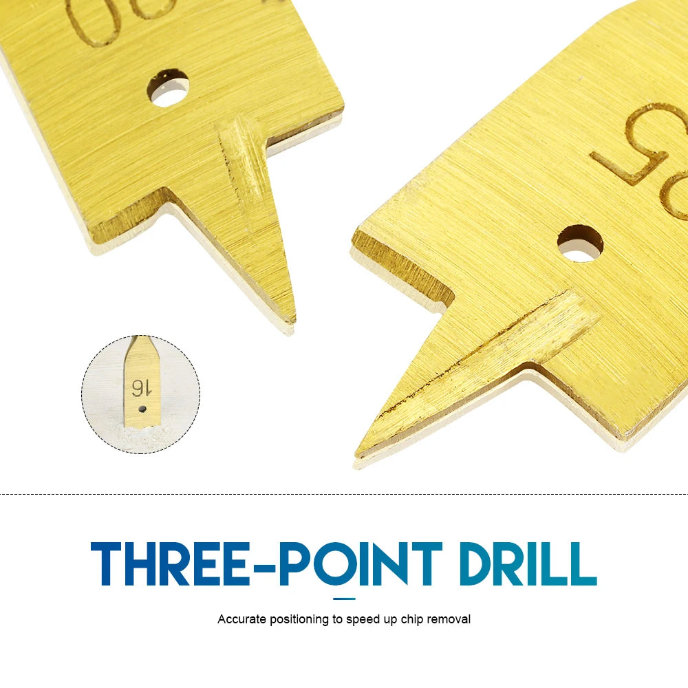 NINDEJIN 6pcs Woodworking Spade Drill High Speed Steel Titanium Coated Three Point Wood Drill Carpentry Tools 1/4 Hex Shank - KiwisLove