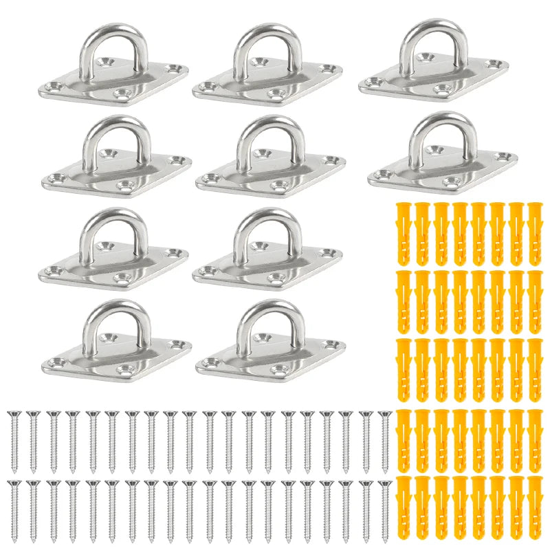 4/10/12Pcs Staple Ring wall Hook Heavy Duty Fixed Pad Eye Plate Anchor Mount U-shaped Hammock Hooks Ceiling Deck Door Buckle