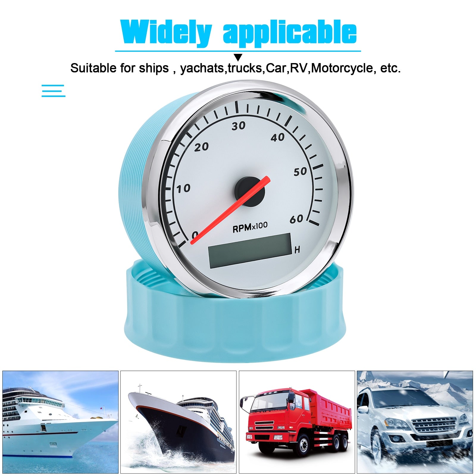 85mm Car Marine Tachometer Boat Gauge Digital Hourmeter 0-7000 RPM 3K-8K Tacho Gauge RPM Meter Sensor for Diesel Gasoline - KiwisLove