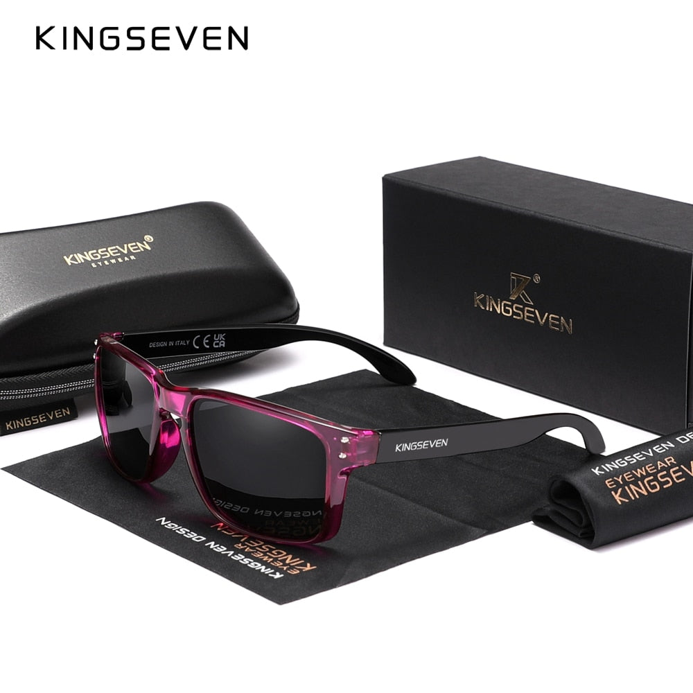 Genuine KINGSEVEN Brand Square Retro TR90 Polarized Sunglasses Women Men Carbon Fiber Pattern Design Outdoor Sports Eyewear - KiwisLove