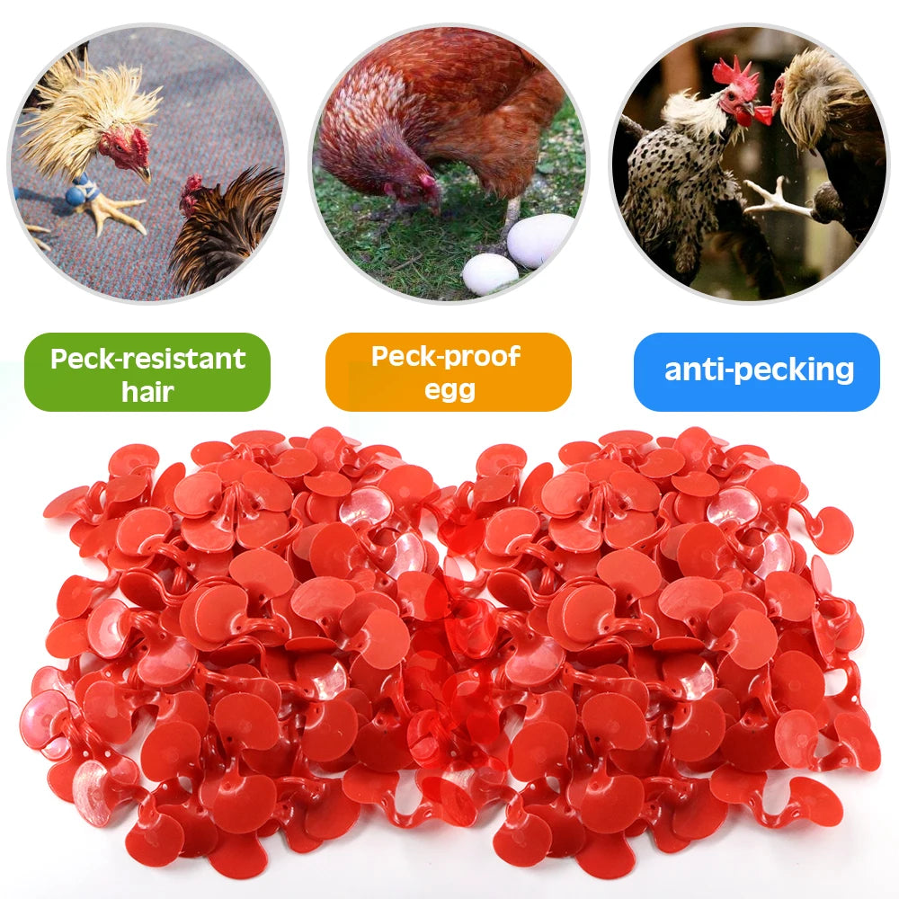 50pcs Chicken Red Glasses  Plastic Pheasant Anti-pecking Goggles Glasses with Bolt Protect Eyes Feeding Farm Poultry Hens access