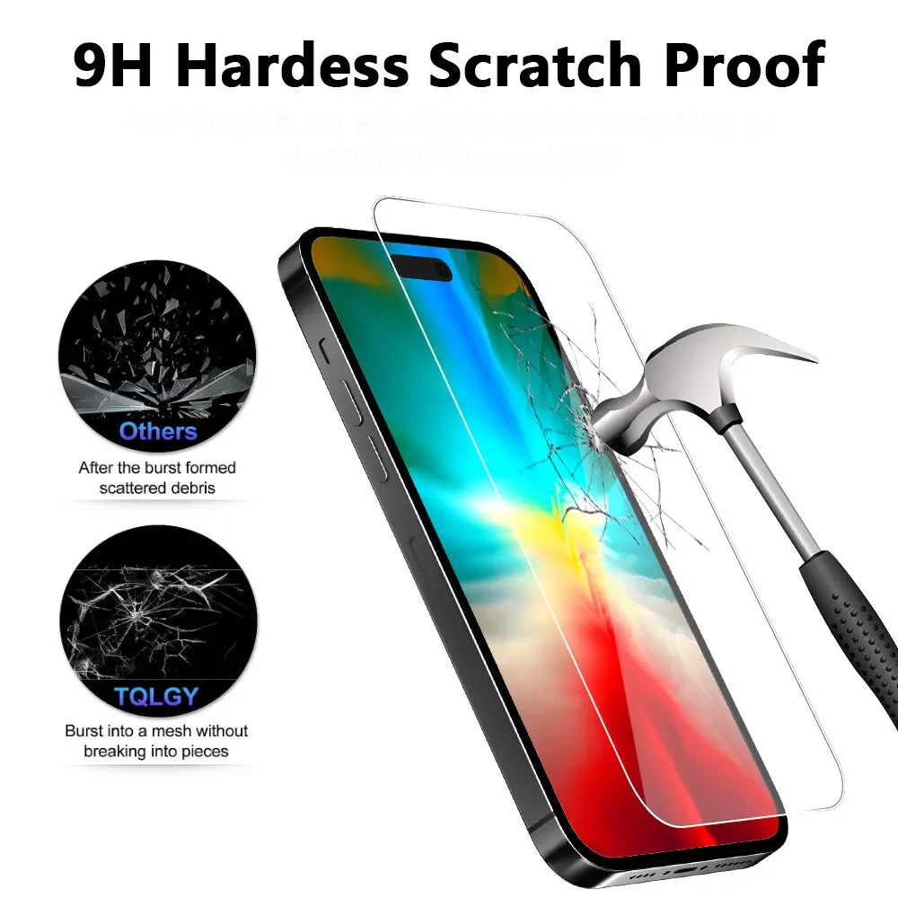 5pcs Tempered Glass For iPhone 15 Pro Max Screen Protector For iphone 7 8 11 12 13 14 Plus X XR XS Max Mini Protective Glass - KiwisLove