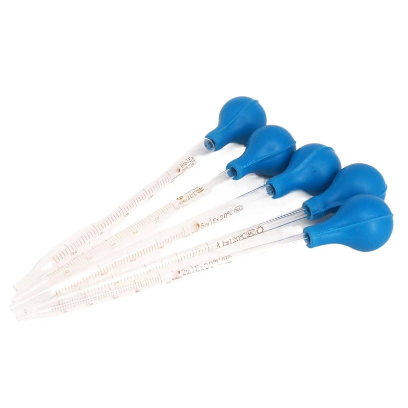 2pcs 1-10ml Glass Graduated Pipette with Rubber Bulb Lab Chemistry Dropper Dispensing - KiwisLove