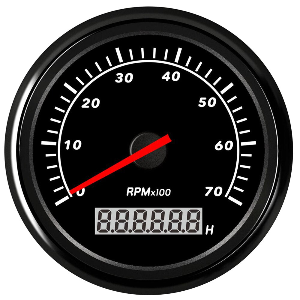 85mm Car Marine Tachometer Boat Gauge Digital Hourmeter 0-7000 RPM 3K-8K Tacho Gauge RPM Meter Sensor for Diesel Gasoline - KiwisLove