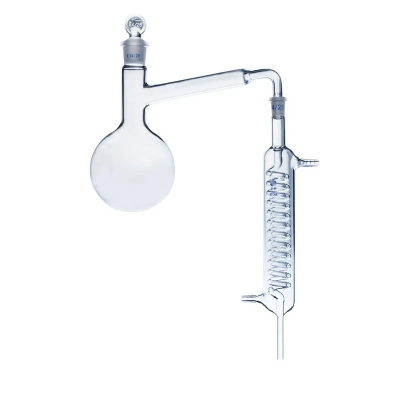 250ml 500ml 1000ml Lab Distilling Apparatus Round Bottom Flask with Coil Glass Condenser - KiwisLove