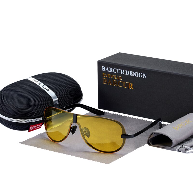 BARCUR Night Vision Glasses Driver Sun glasses Male Polarized sunglasses Black Night Vision Glasses Men Accessories - KiwisLove
