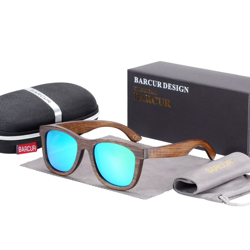 BARCUR Brown Glasses Retro Wood Eyewear Men Bamboo Sunglasses Women Unisex Sun Glasses with case Eyewear Oculos - KiwisLove