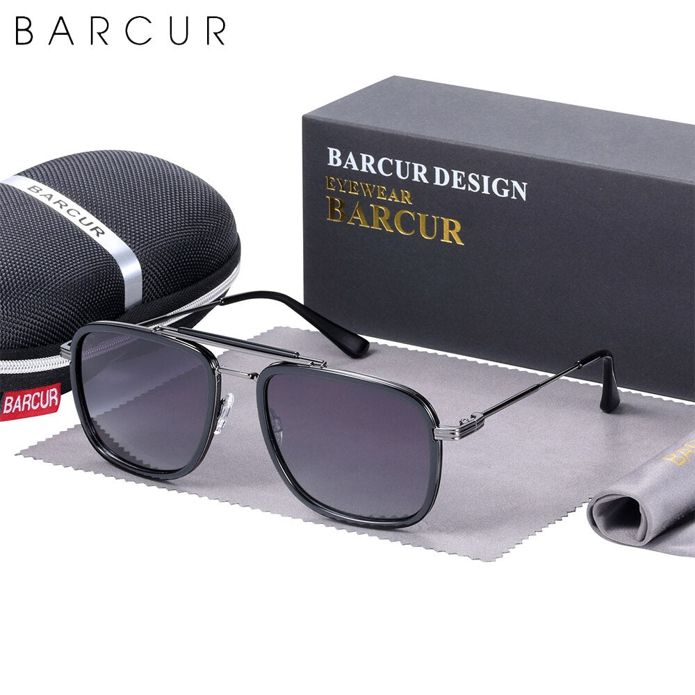 BARCUR Luxury Square Sunglasses for Men Gradient Lens Polarized Sun Glasses for Women Eyewear Oculos Accessory - KiwisLove