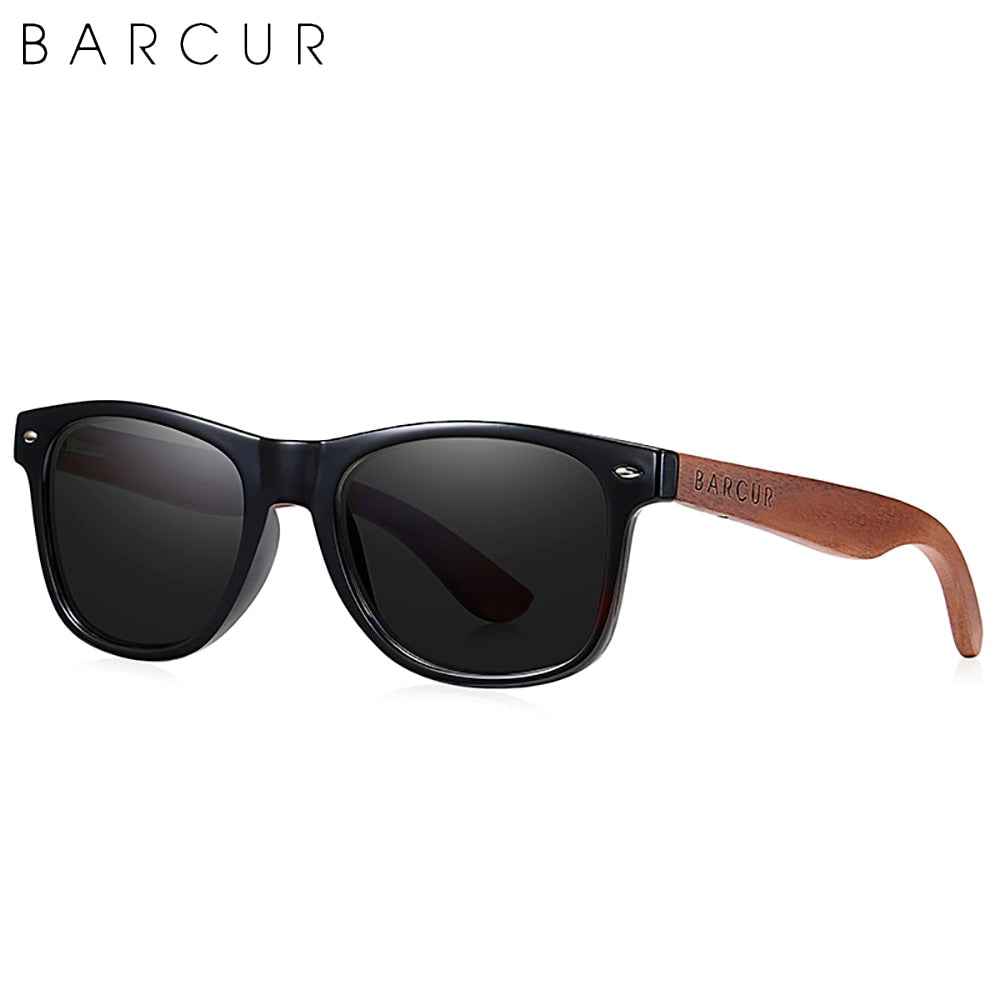 BARCUR Black Walnut Sunglasses High Quality Anti Blue Night Vision Men Women Mirror Sun Glasses UV400 Protection Free Wood Box - KiwisLove