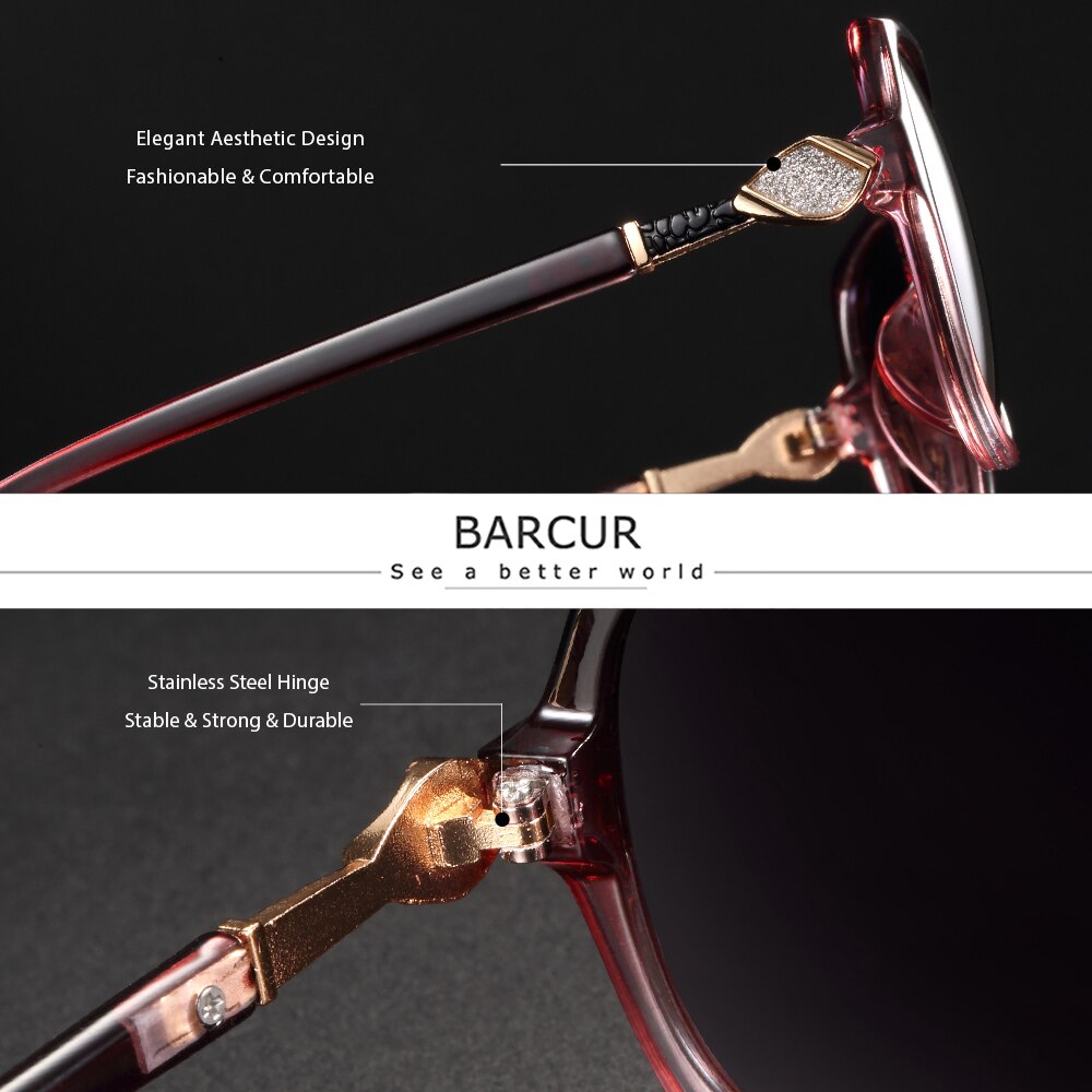 BARCUR Brand Design Oversize Sunglasses Women Polarized Sunglasses Ladies Shades Fashion Glasses UV400 Protection - KiwisLove