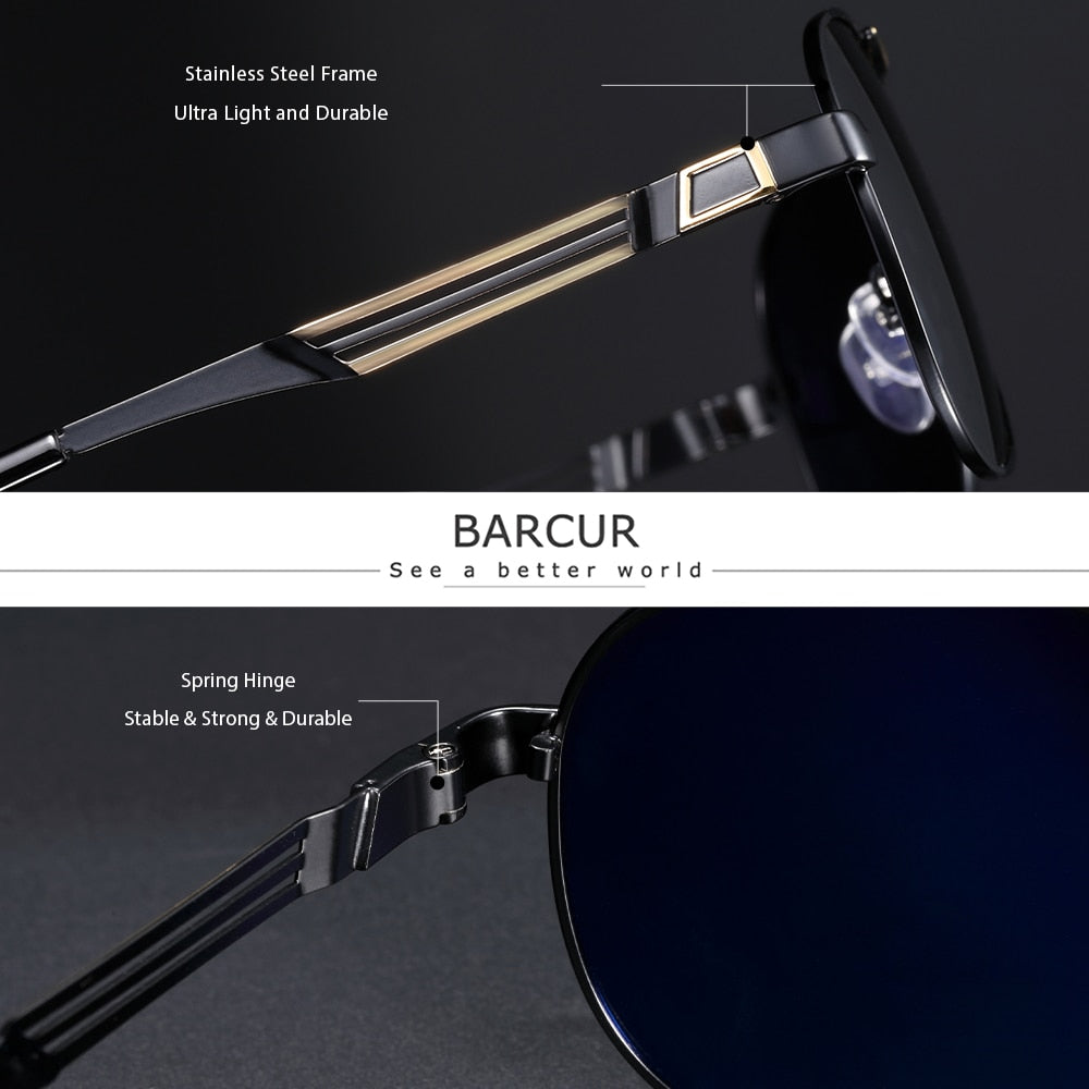 BARCUR Brand Design Fashion Polarized Men Women Classic Sunglasses Pilot Style Lens Eyewear Accessories Sun Glass Driving UV400 - KiwisLove