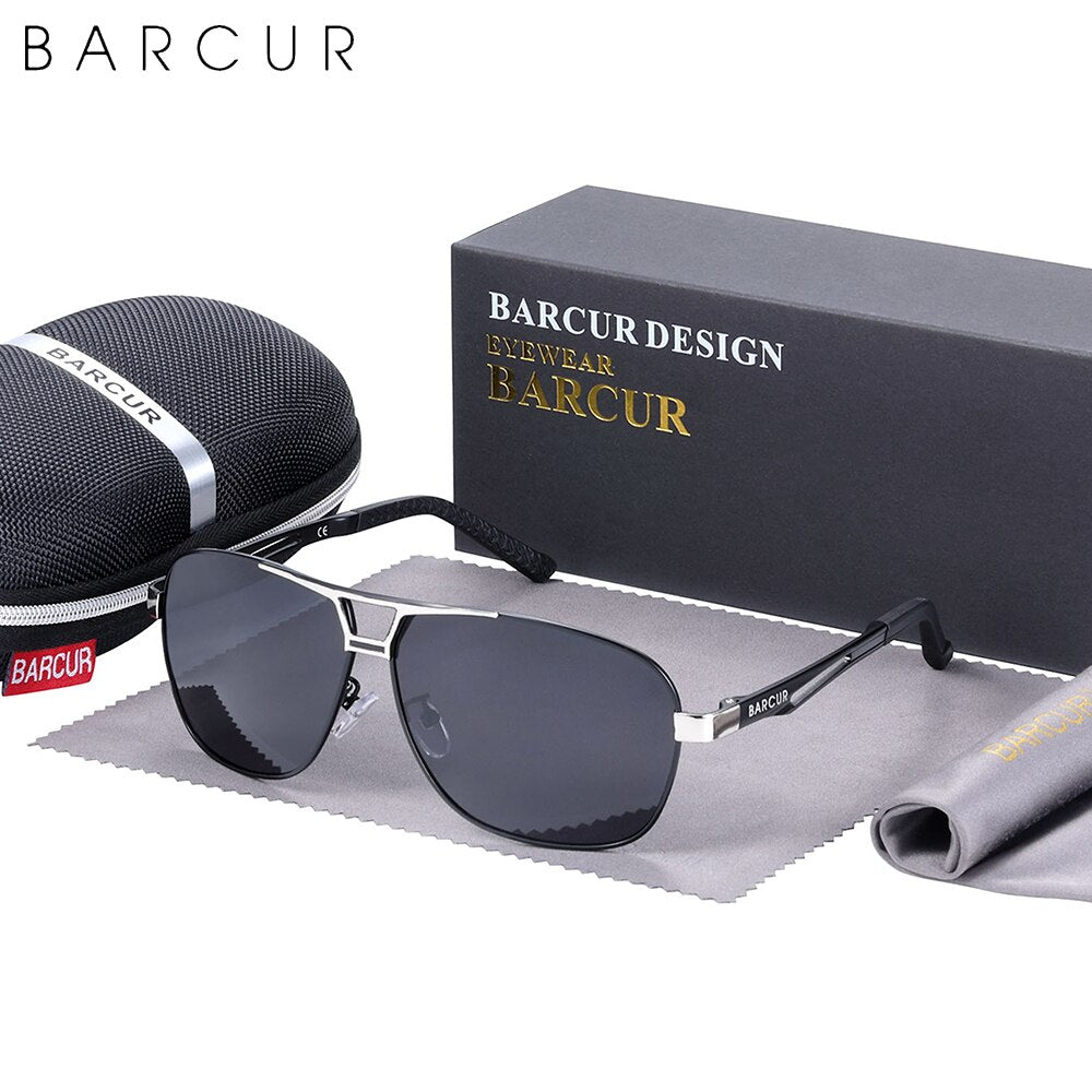 BARCUR Design Pilot Sunglasses Metal Frame Men Polarized Sun Glasses Mirror Eyewear Trend Styles UV400 Protection - KiwisLove