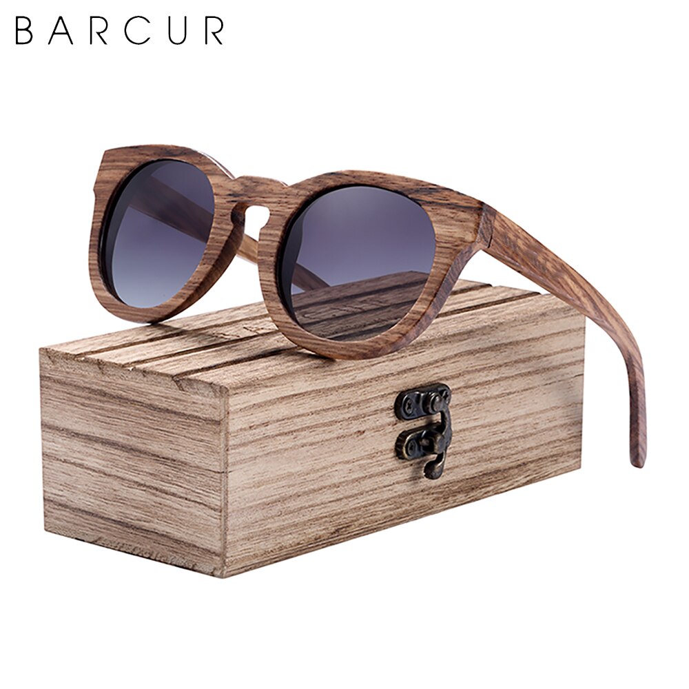 BARCUR Natural Zebra Wood Sunglasses Women Polarized Brand Design Male Driving Glasses Men UV400 - KiwisLove