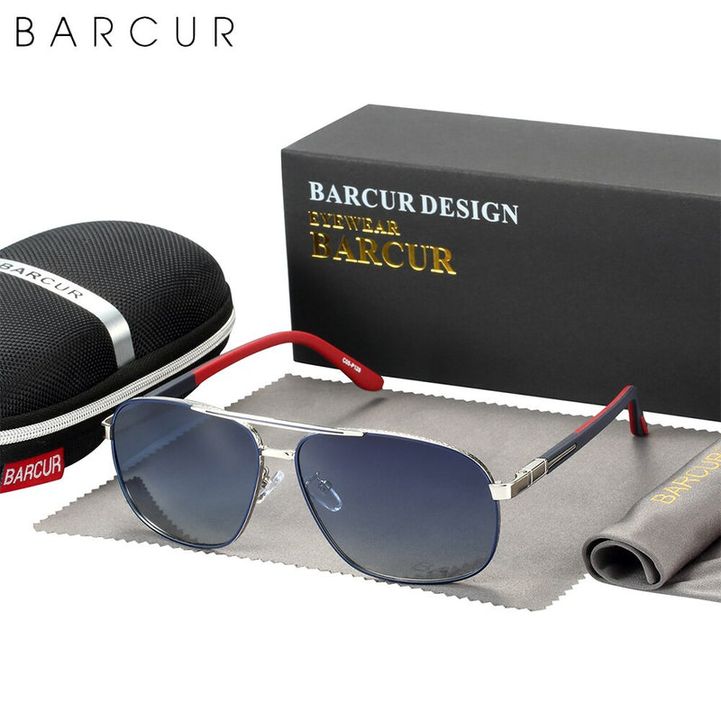 BARCUR Pilot Retro Sunglasses Stainless Steel Frame Rubber Temple Women Polarized Men Sun Glasses Driving UV400 Protection - KiwisLove