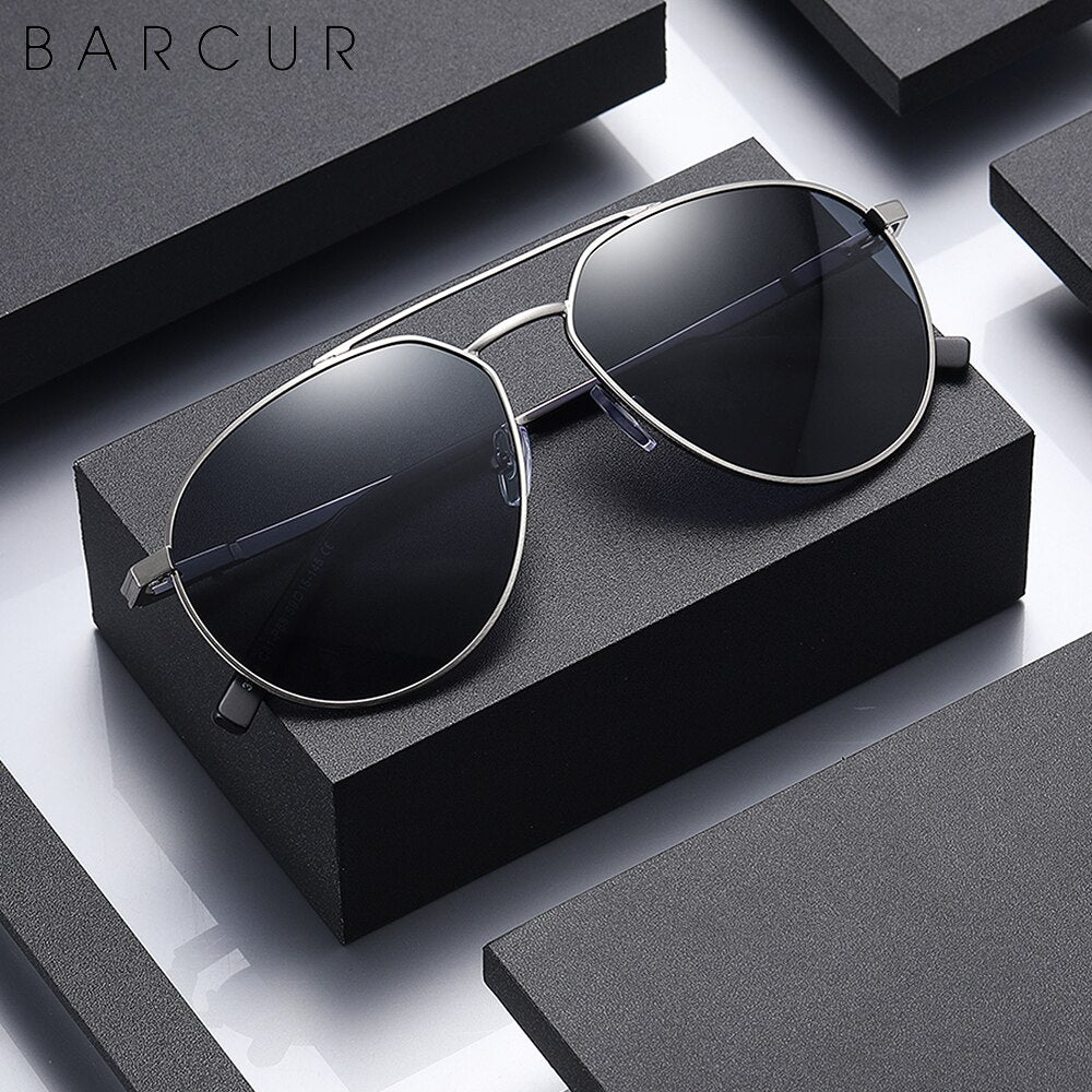 BARCUR Brand Design Retro Pilot Style Men Sunglasses Polarized Fashion Women Sun Glasses Shades UV400 Protection - KiwisLove