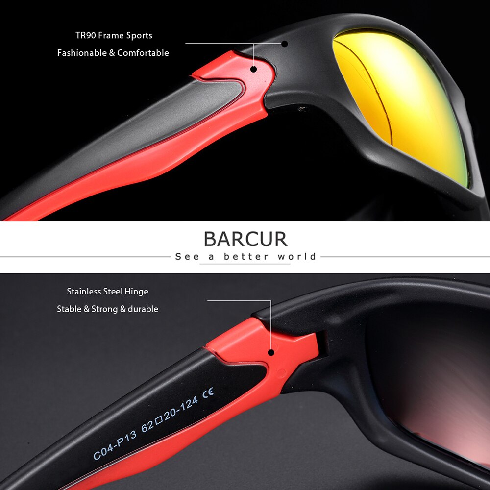 BARCUR TR90 Sport Trendy Sunglasses Men 2021 Polarized Sun Glasses Driving Fashion UV400 - KiwisLove
