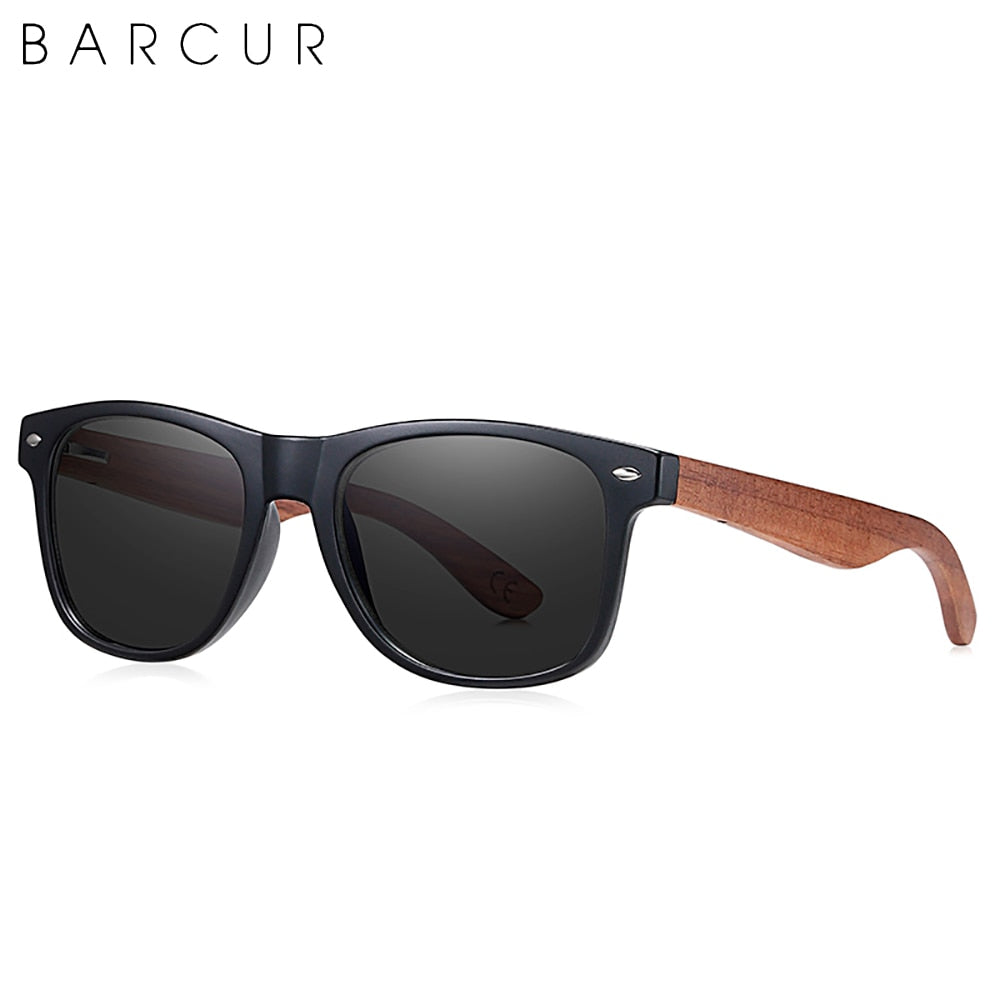BARCUR Black Walnut Sunglasses High Quality Anti Blue Night Vision Men Women Mirror Sun Glasses UV400 Protection Free Wood Box - KiwisLove