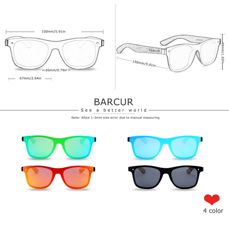 BARCUR Original Polarized Sunglasses Men & Women Sun Glasses Square UV400 Protection Sunshade Eyewear Accessory - KiwisLove
