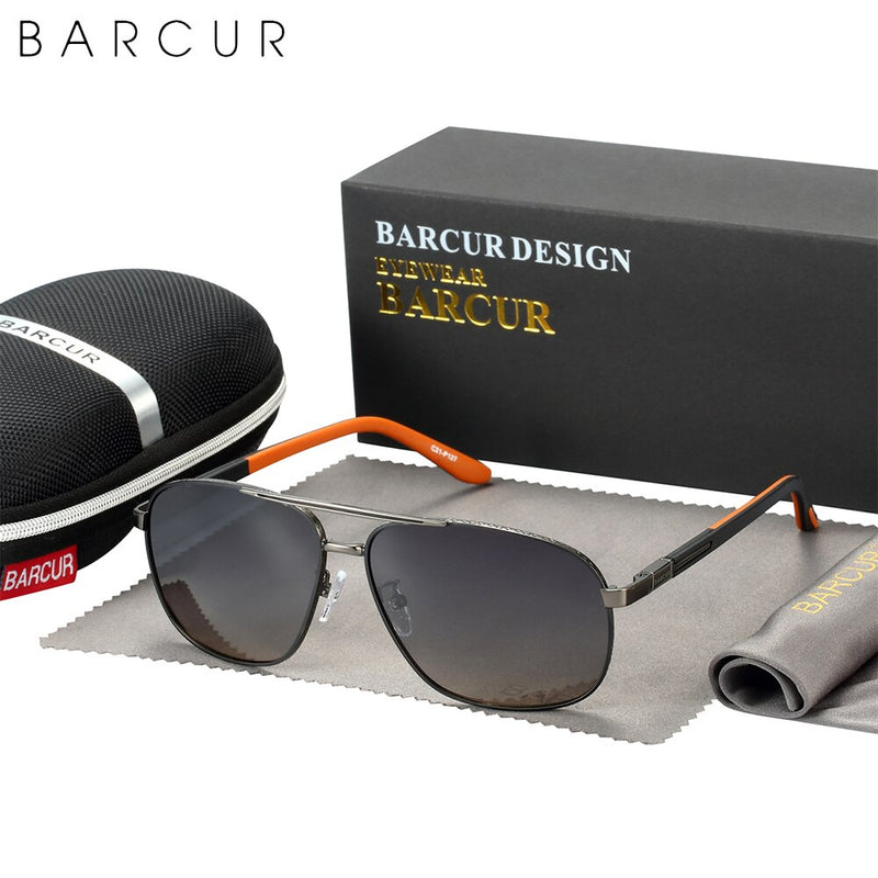 BARCUR Pilot Retro Sunglasses Stainless Steel Frame Rubber Temple Women Polarized Men Sun Glasses Driving UV400 Protection - KiwisLove