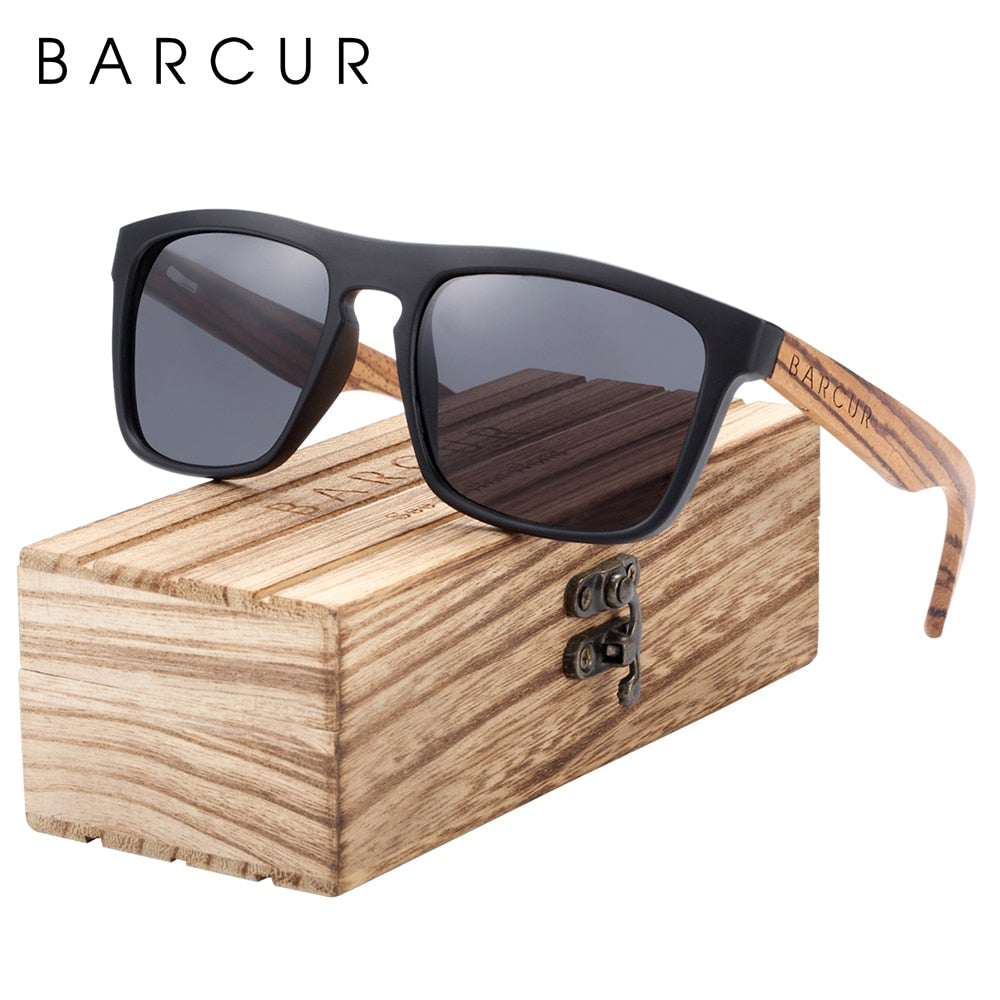 BARCUR Wood Sunglasses Polarized Fashion Bamboo Sun Glasses for Men Women Sport Eyewear - KiwisLove
