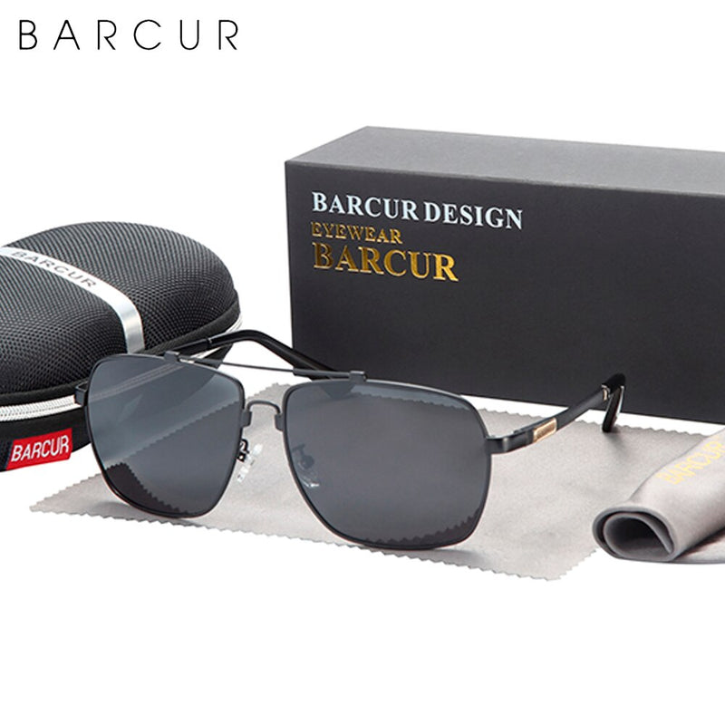 BARCUR Brand Design Titanium Alloy Frame Sunglasses Polarized Men Sun Glasses Women Pilot Eyewear Mirror Shades UV400 - KiwisLove