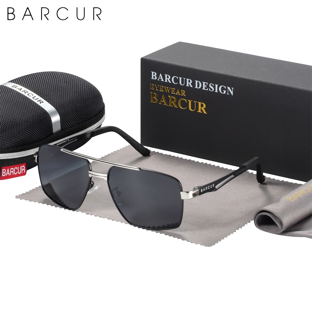 BARCUR Pilot Style Metal Frame Brand Sunglasses Men HD Polarized Women Shades Driving Sun Glasses Mirror UV400 - KiwisLove