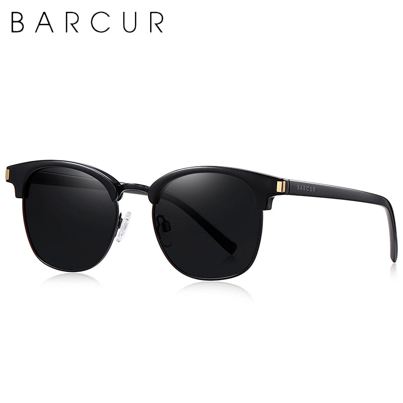 BARCUR Retro Semi-Rimless Women Sun Glasses Men Classic Fashion Sunglasses Polarized Shades Female Driving UV400 - KiwisLove