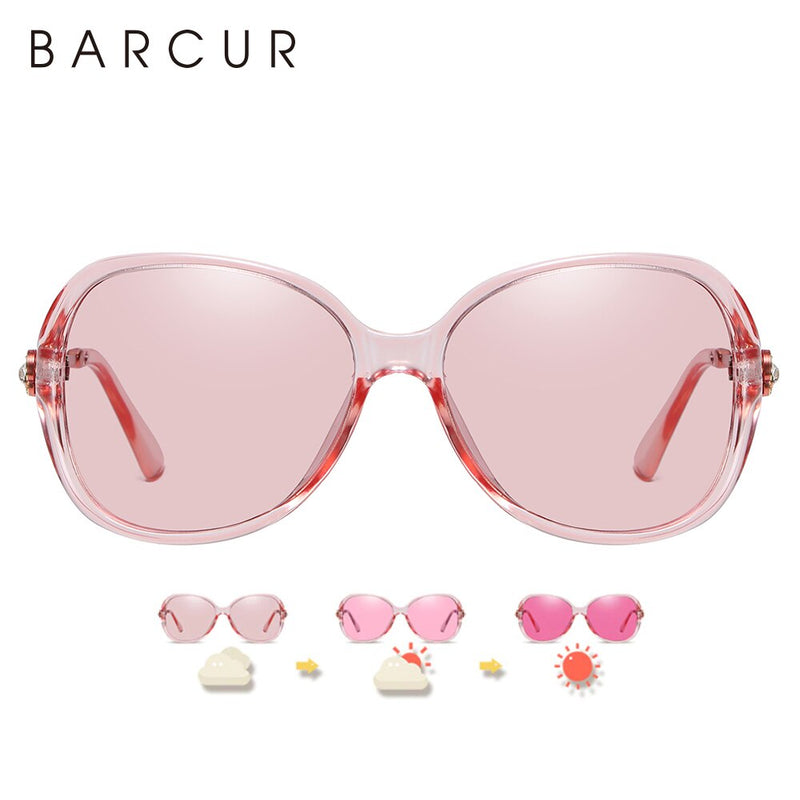 BARCUR Photochromic Sunglasses Women Oval Polarized Round Sun Glasses Gradient Glass Lady Eyewear UV400 - KiwisLove