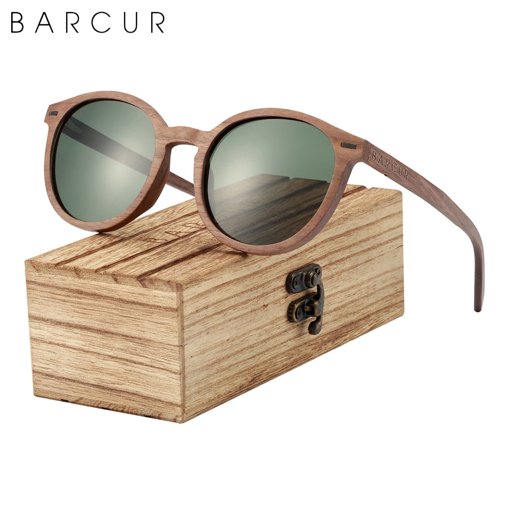 BARCUR Brand Deisgn Stylish Cat Eey Walnut Wood Sunglasses Polarized UV400 Men Women Sun glasses UV400 - KiwisLove
